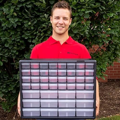 44-Drawer Plastic Storage Cabinet, 20"W x 6"D x 16"H, Black