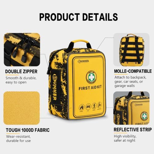 520 Piece All-in-One First Aid Kit, Emergency Storage Bag with Transparent Labeled Pockets, Durable 1000D Polyester Outdoor Gear for Vehicle Camping Backpacking Hiking Home Road Trip