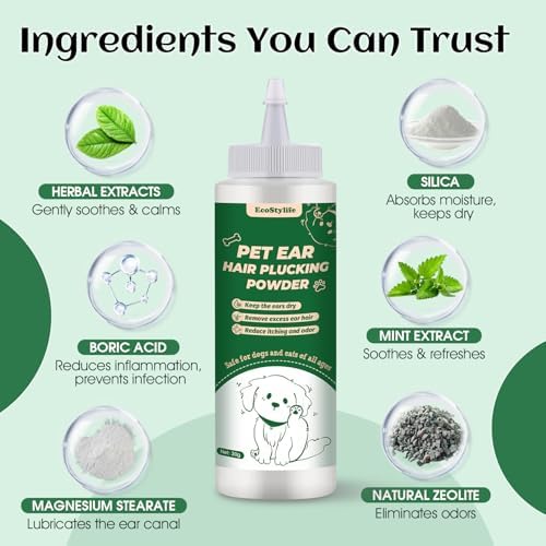Dog Ear Hair Removal Tool with Ear Powder for Dogs Plucking