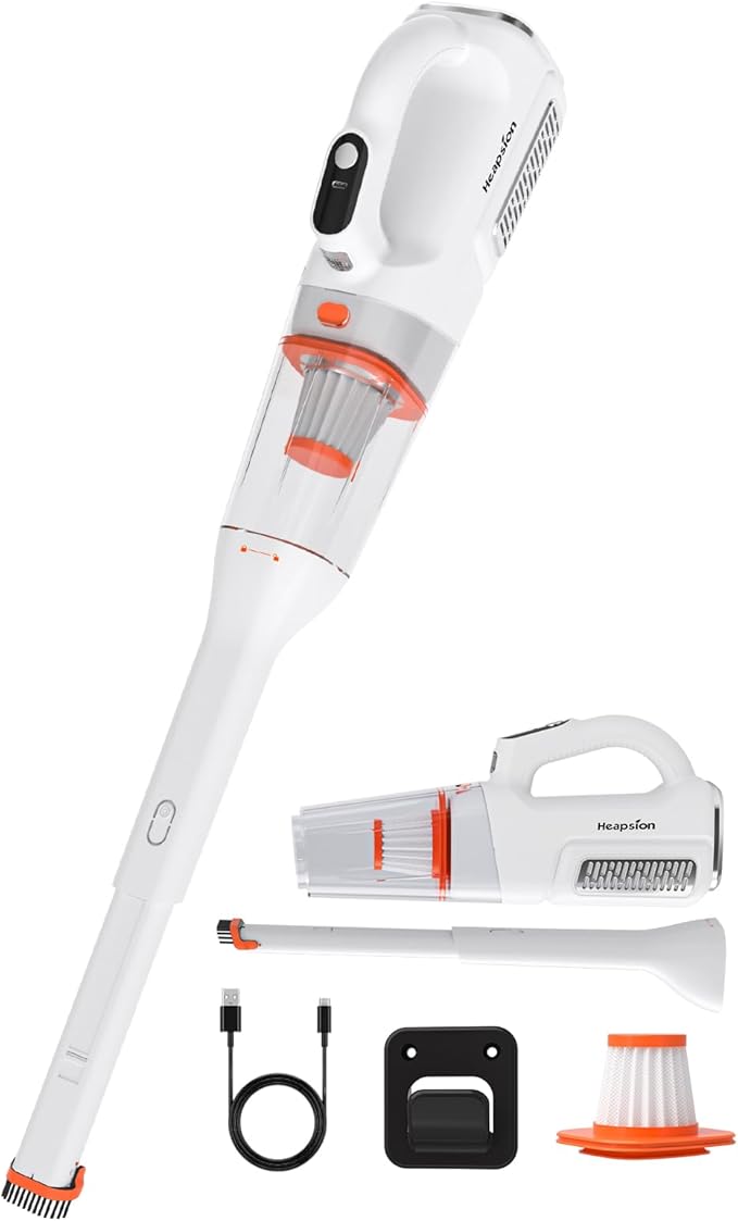 Heapsion Handheld Vacuum Cleaner Cordless, 7000Pa Suction, Portable Pet Hair Vacuum, 30-Min Runtime Rechargeable Type-C, Lightweight with Telescopic Tube for Car, Home & Office, with Telescopic Tube