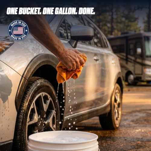 Otter Wash 1 Gallon Rinseless Car Wash Concentrate – 120+ Washes per Bottle – Smart Wash & Shine, Built-In Gloss Enhancer – No Hose or Bucket – Scratch-Free on Paint, Glass, Vinyl & Trim Made in USA
