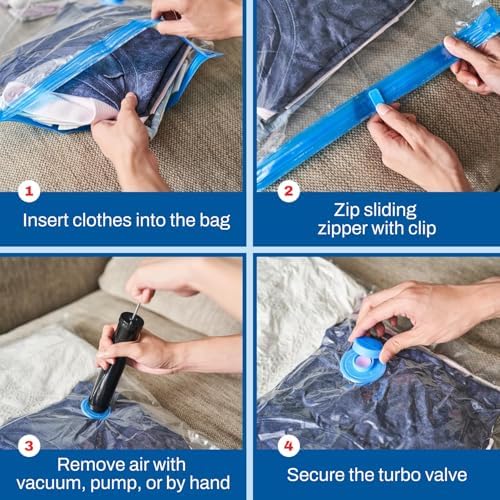 Vacuum Storage Bags with Hand Pump, Large, 8 Pack
