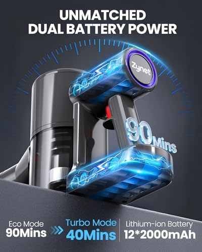 DP2 Brushless Cordless Vacuum Cleaner, 600W/48KPA/90Mins,12*2000mAh Battery