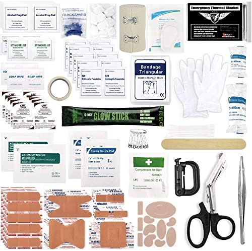 180 Pieces Tactical First Aid Kit IFAK Molle EMT Pouch Outdoor Camping Emergency Kits for for Camping Boat Hunting Hiking Home Car Earthquake and Adventures Black