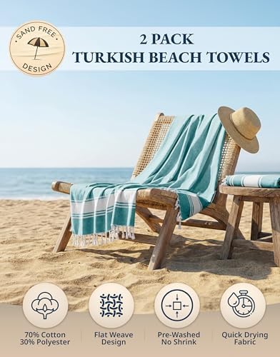 Beach Towel Oversized, Super Absorbent, Durable - Hunter Green
