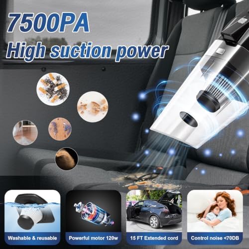25Pcs Car Cleaning Kit, Interior Detailing Kit with 4in1 High Power Vacuum