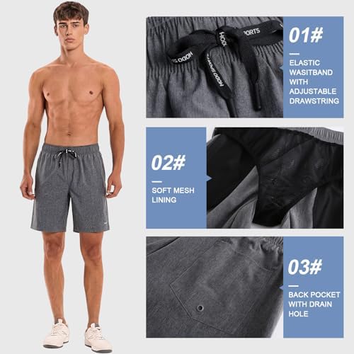 Mens Swim Trunks with Mesh Liner 9" Quick Dry Swim Shorts Bathing Suits for Men Swimwear Board Shorts with Pockets