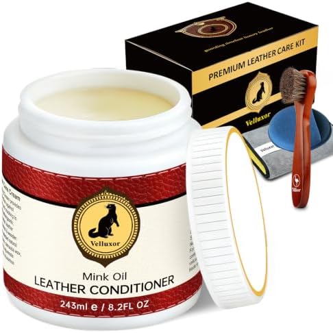 4-in-1 Natural Mink Oil 8.2oz Leather Cleaner and Conditioner, Premium Waterproof Soften Restore Formula – Leather Cleaner & Protector for Boots, Shoes, Jackets, Car Interiors, Saddle, Bags