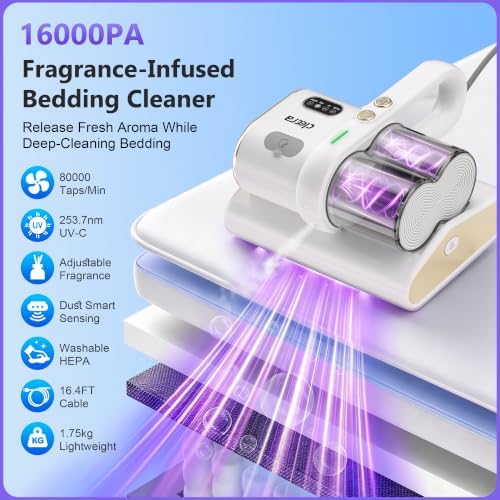 Mattress Vacuum Cleaner, 16Kpa Bed Vacuum with 253.7nm UV-C Light