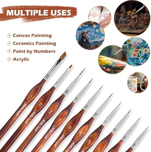 Miniature Model Paint Brushes-10pcs Micro Detail Paint Brush Set,Small Fine Detail Brushes for Acrylic, Oil, Watercolor & Paint by Number,Figurine