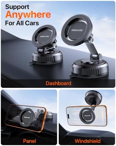 For MagSafe Car Mount[3800gf Strong Magnet & 90+LBS Suction Base]Magnetic Phone Holders for Your Car, 360° Adjustable Dash& Windshield Wall Mount with Adhesive Suction Cup for All Smartphones