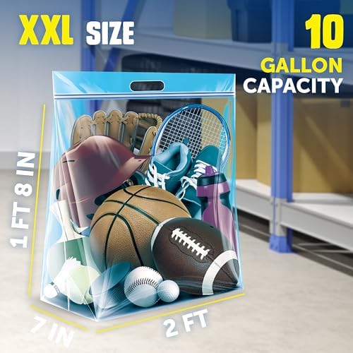 Big Bags, 10 Gallon XXL Reusable Storage Bags, 8 Count