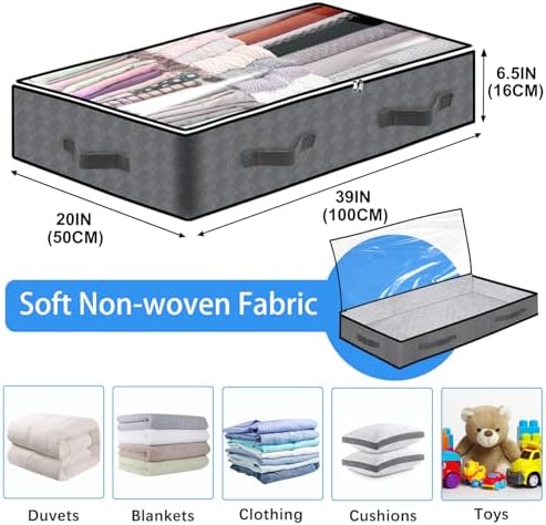 4 Pack Under Bed Storage, 95L Foldable Closet Containers Organizers