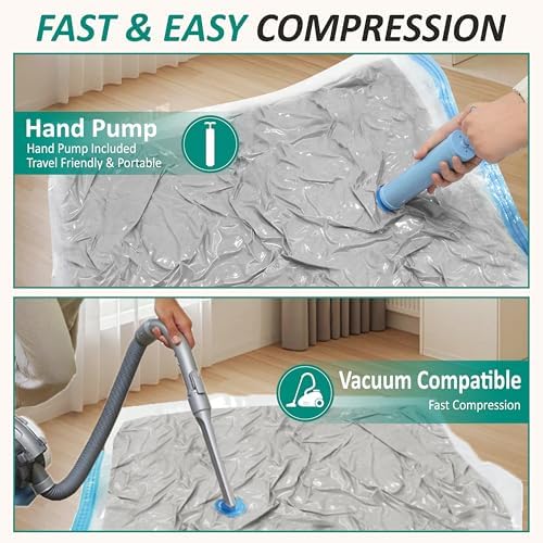 12 Jumbo Vacuum Storage Bags for Blankets & Bedding, Space Saver Bags