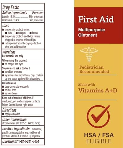 First Aid Healing Ointment, Dry Cracked Skin Protectant - 4 oz (Pack of 3)