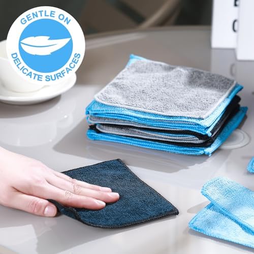 30 Pcs Dry Erase Cloth,6 X 6 Inch,Blue/Gray/Black