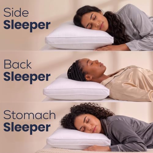 Gusset Bed Pillow, Hotel Pillows Queen Size Set of 2, White