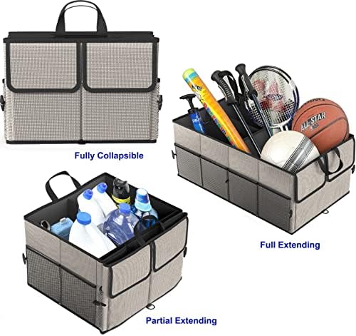 Foldable Car Trunk Organizer for SUV, 3-Compartment, Gray
