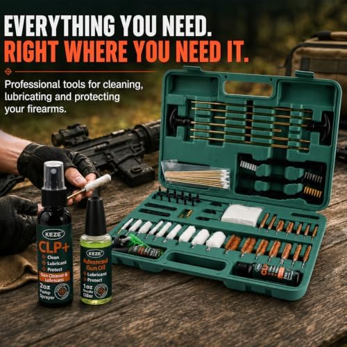 Gun Cleaning Kit for Pistols Rifle Shotgun with Gun Oil and Cleaner