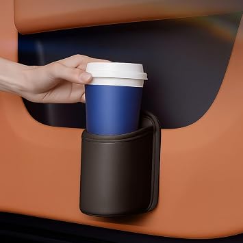 Leather Car Cup Holder, Hanging Back Seat Bottle Holder, Brown