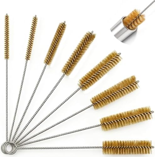 Brass Wire Tube Brush Set, 8 Sizes 6-25mm 11.8in, for Auto & Pipe Cleaning
