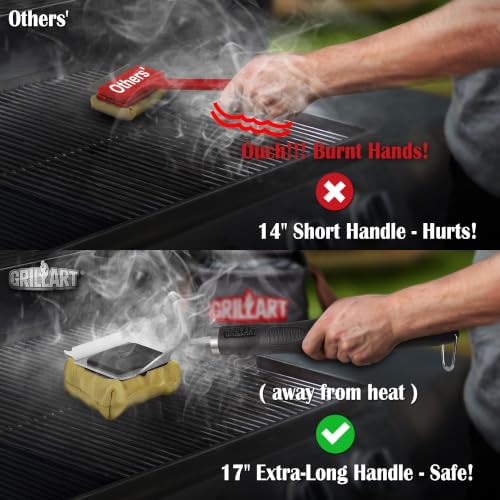 SteamWizards Grill Brush, Bristle Free Outdoor BBQ Scraper 17-Inch
