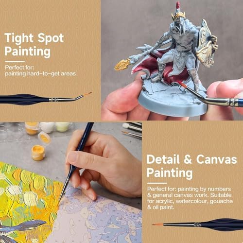 22pc Miniature Paint Brushes & Brush Case, Model Paint Brushes & Drybrush