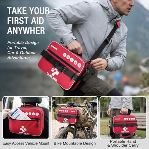 527 Pieces First Aid Kit for Home, Car, Travel, 6-in-1 Detachable Modular
