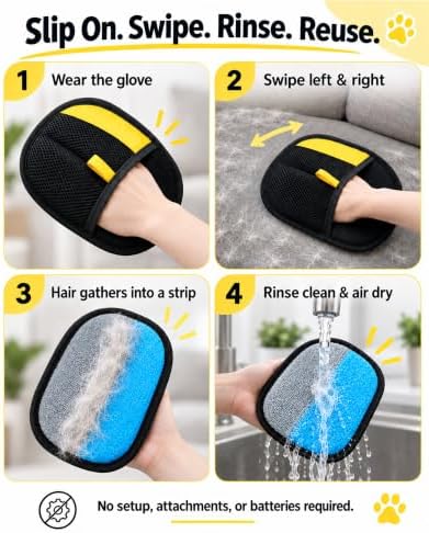 Pet Hair Remover Glove for All Fur Types & Surfaces