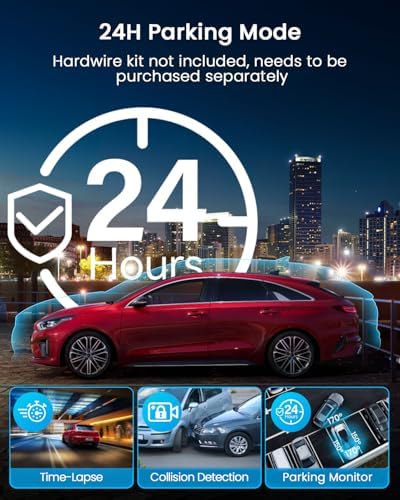 N5 4 Channel Dash Cam for Cars, 360° View 2K Front 1080P Rear Inside