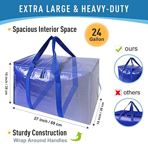 Moving Bags Heavy Duty Extra Large Cube Storage Tote for Space Saving, Traveling Organizer, with Zippers & Strong Carrying Handles (Set of 10)