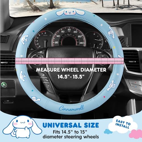 Sanrio Cinnamoroll Car Trunk Organizer, Steering Wheel Cover, Air Freshener & Refill – Cute, Collapsible, Heavy-Duty Storage & Car Accessories for Groceries, Tools, Travel – 12.5"L x 12.5"W x 9"H