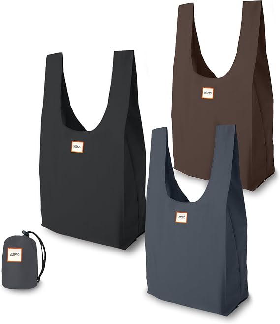 Urban Market Bags - Galaxy - 3 Foldable Reusable Shopping Bags in 1 Compact Pouch, Luxury Quality, Recycled Fabric, Hold