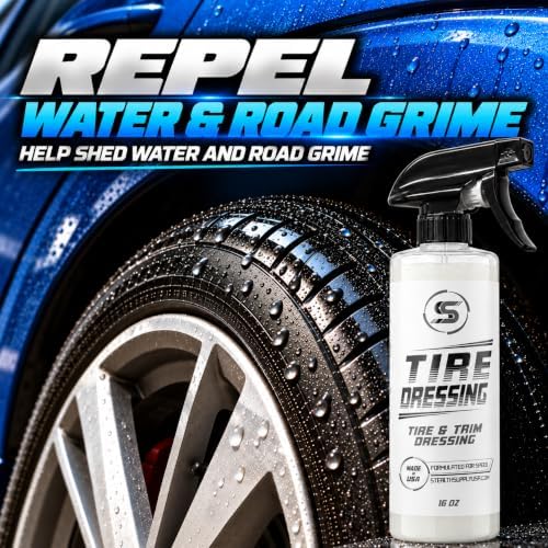 Tire Dressing Spray, Deep Black Finish, No Sling Tire Shine, 16 oz