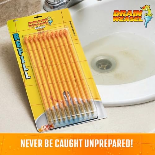 Drain Weasel Refill for Sink Snake Hair Clog Remover, 10 Pack
