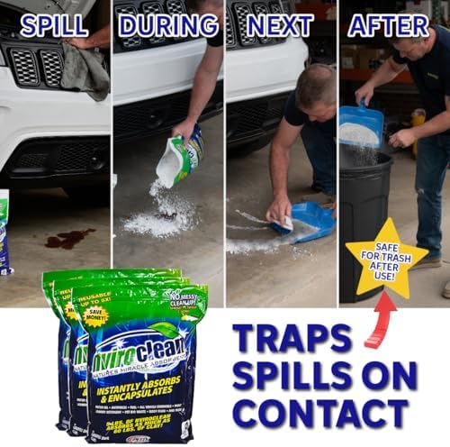 5 LB (Pack of 1) Super Absorbent & Encapsulant Spill Cleanup up to 24lbs, for Home, Commercial, & Industrial Use for Oil, Antifreeze, Food, Paint, Pet Waste, Body Fluids & More