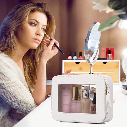 Pinkmik Clear Makeup Bag, (White, M)