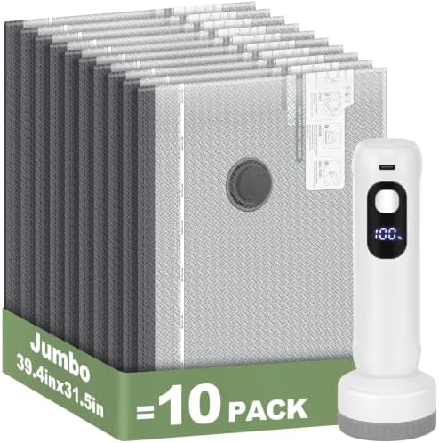 10 Jumbo Vacuum Storage Bags with Rechargeable Electric Air Pump