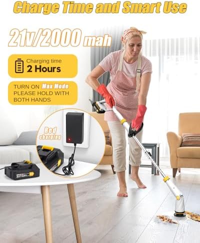 Electric Spin Scrubber Q2, 4000mAh Battery, 1500RPM High Power