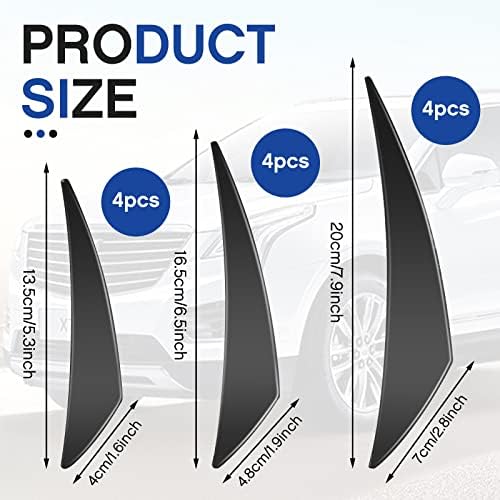 Tallew 12 Pcs Universal Car Spoiler Canards Kit Front Bumper Lip Splitter Car Exterior Fins Auto Anti Collision Strip Soft Decoration Decal Accessories(Glossy Black)