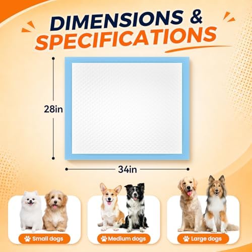 Puppy Pads 60 Count 28"x34" XL Pee Pads for Dogs with Adhesive Tabs