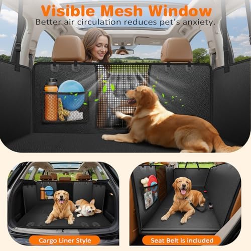 Hard Bottom Dog Car Seat Cover for Back Seat, PU Leather Hammock