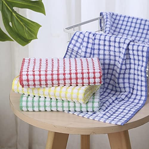Cotton Kitchen Towels, 15x26, Checkered, 8 Pack