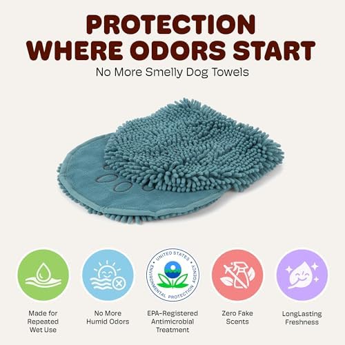 Dog Gone Smart The Dirty Dog Shammy Bath Towel - Pacific Blue, 31×13 in