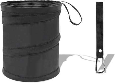 Car Trash Can, Portable Collapsible Hanging Garbage Bin with Attached Hook&Elastic Band, Multipurpose Waterproof Pop-Up 