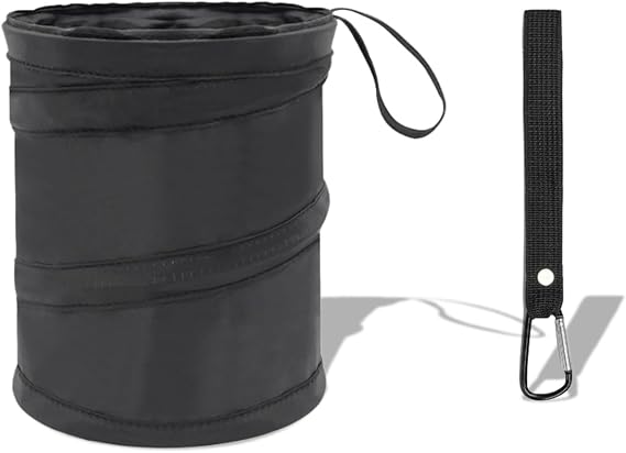 Car Trash Can, Portable Collapsible Hanging Garbage Bin with Attached Hook&Elastic Band, Multipurpose Waterproof Pop-Up 