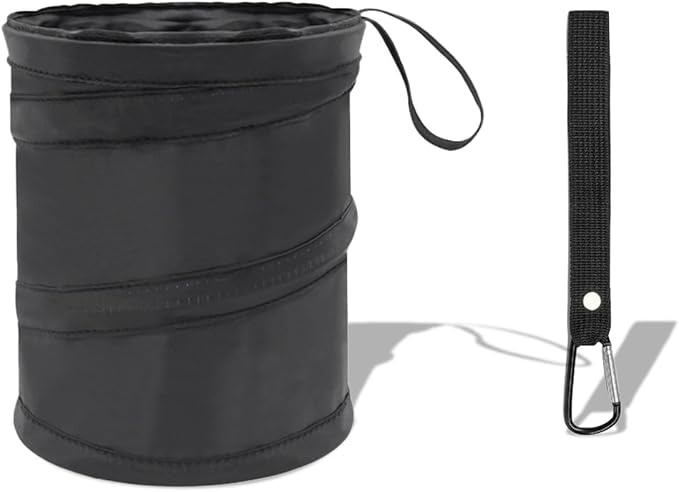 Car Trash Can, Portable Collapsible Hanging Garbage Bin with Attached Hook&Elastic Band, Multipurpose Waterproof Pop-Up 
