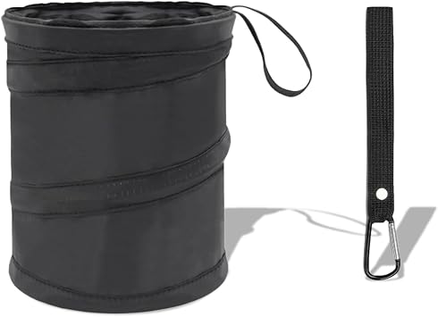 Car Trash Can, Portable Collapsible Hanging Garbage Bin with Attached Hook&Elastic Band, Multipurpose Waterproof Pop-Up 
