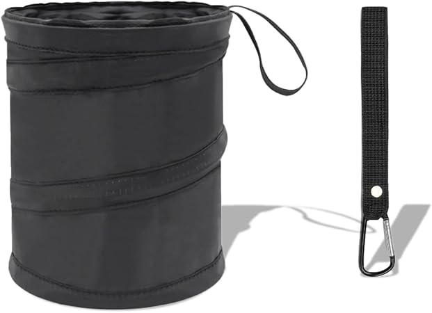 Car Trash Can, Portable Collapsible Hanging Garbage Bin with Attached Hook&Elastic Band, Multipurpose Waterproof Pop-Up 