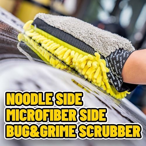 Three-Way Plush Microfiber Wash Mitt, Scratch-Free, 2 Pack